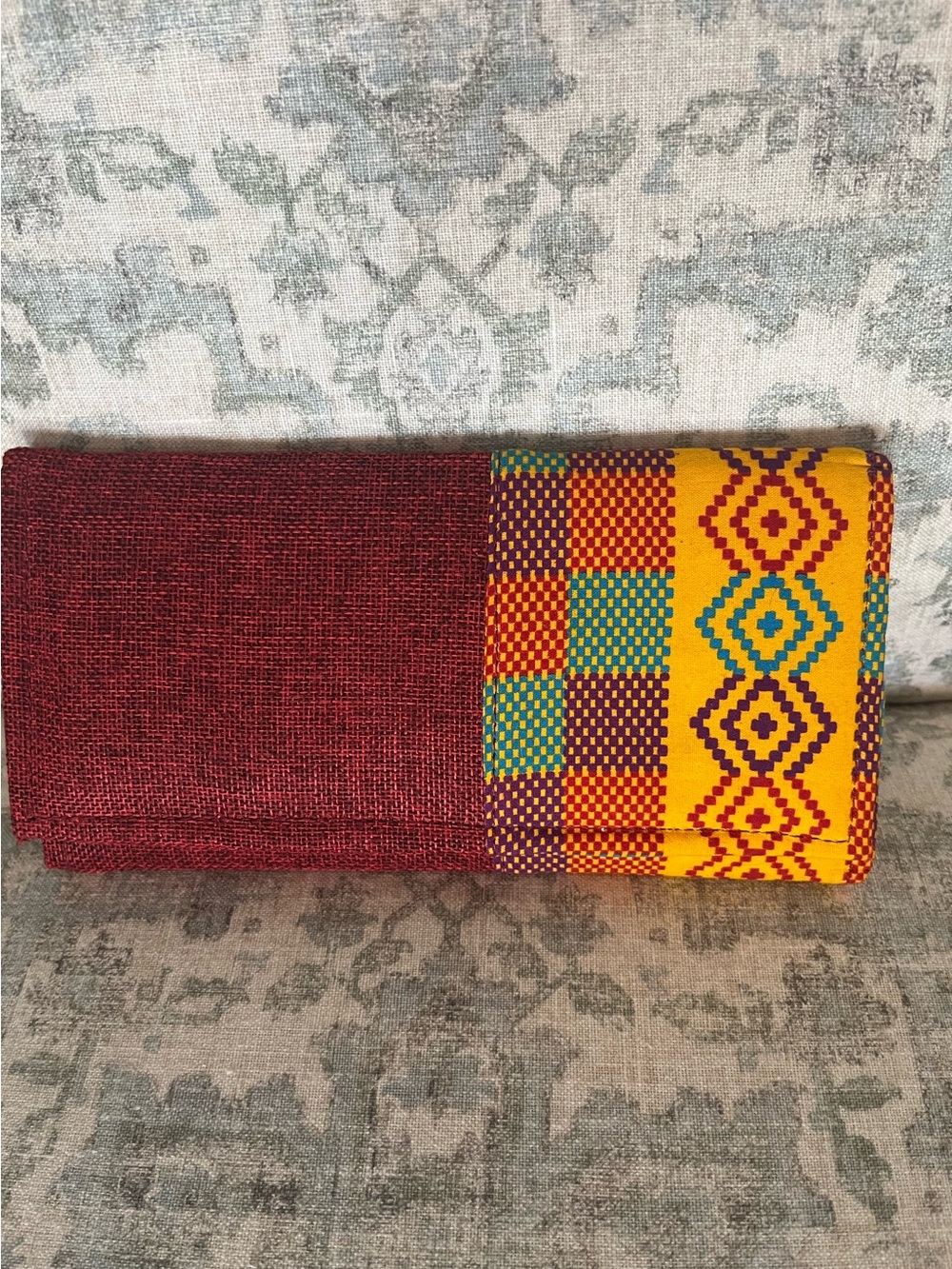 Tri-Fold Wallet/Clutch crafted from Ankara wax print Ghana textiles. 9” x 5”